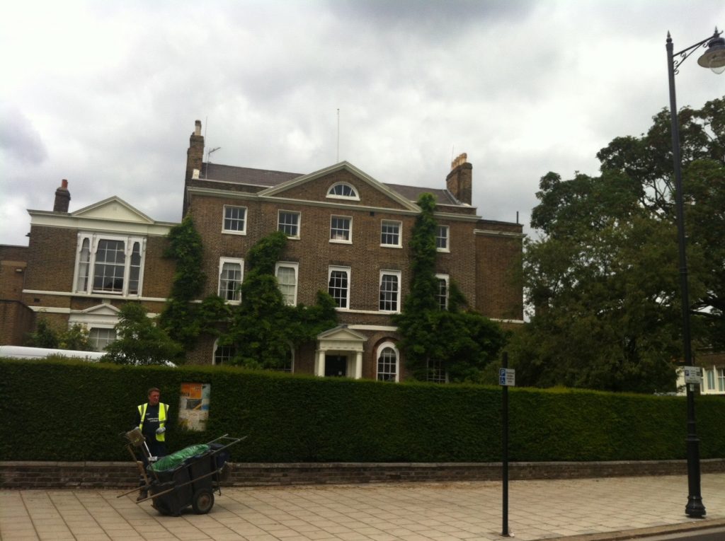 The Elms today, with street sweeper.